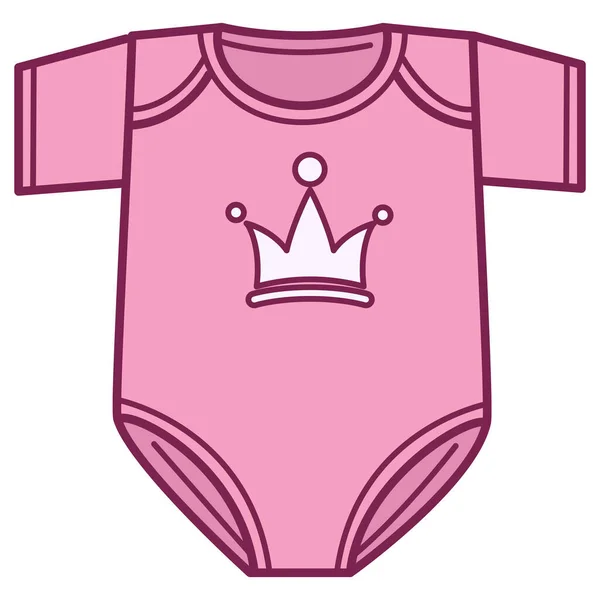 适合新生女孩穿的衣服 有皇冠标志的孤立的紧身衣 婴儿穿的衣服 小公主穿的跳跃服的柔和色彩 儿童服装 织物或羊毛制 载体为扁平 — 图库矢量图片