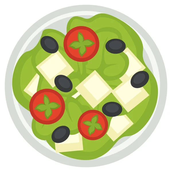 Cuisine Grecque Nationale Icône Isolée Assiette Avec Des Tranches Tomates — Image vectorielle