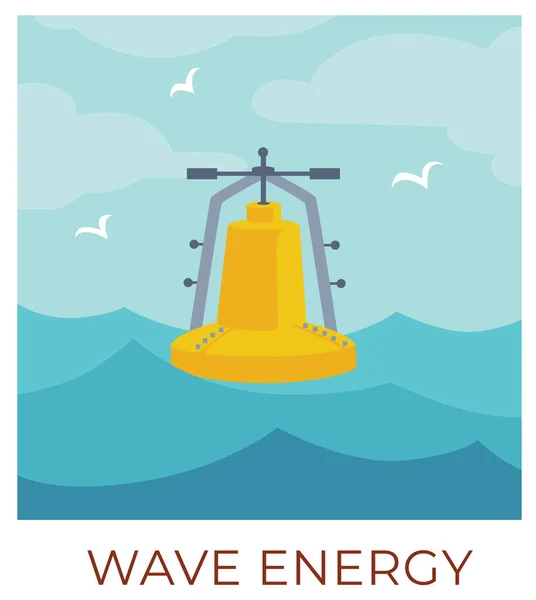 Környezetbarát Megújuló Energiaforrások Hullámok Segítségével Tengeri Vagy Óceáni Állomás Amely — Stock Vector