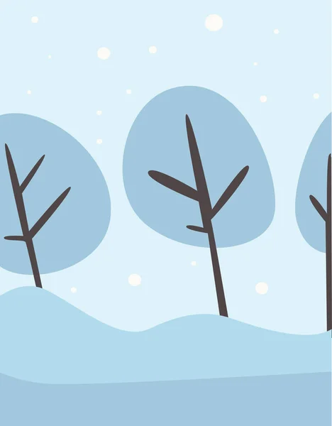 Tapas Árboles Nevados Bosque Invierno Paisaje Escénico Con Clima Frío — Vector de stock