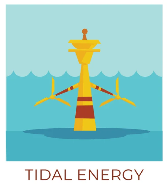 Maneiras Ecológicas Acumular Energia Usar Eletricidade Poder Marés Água Ondas — Vetor de Stock