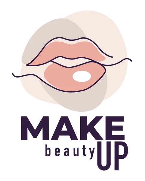Beauty Salon Procedures Treatment Ladies Isolated Banner Full Lips Inscription — Stock Vector