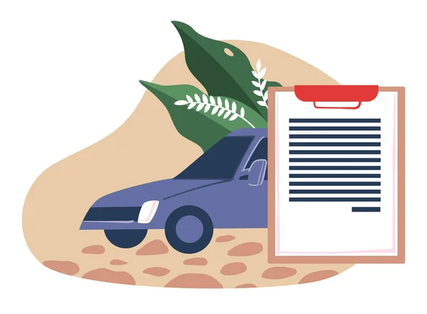 Contrato Automóvel Seguro Cobrindo Dinheiro Por Perda Dano Carro Garantia —  Vetores de Stock