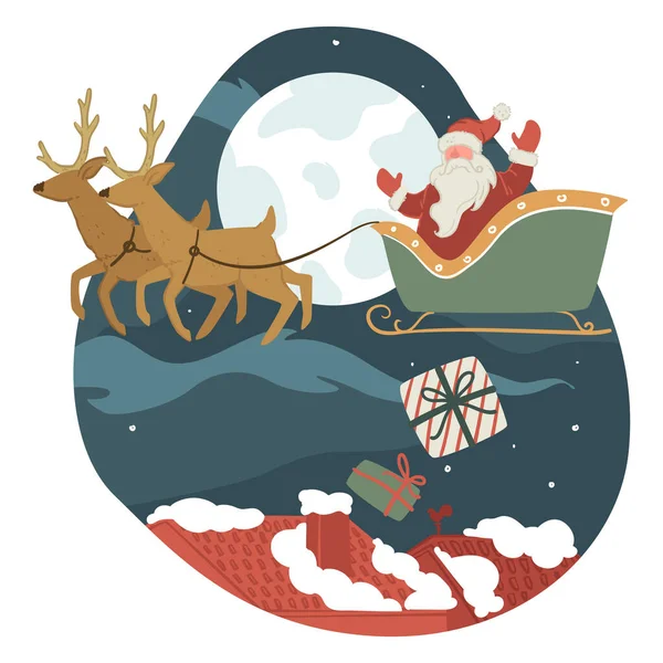 Navidad Celebración Las Fiestas Año Nuevo Saludo Santa Claus Con — Vector de stock