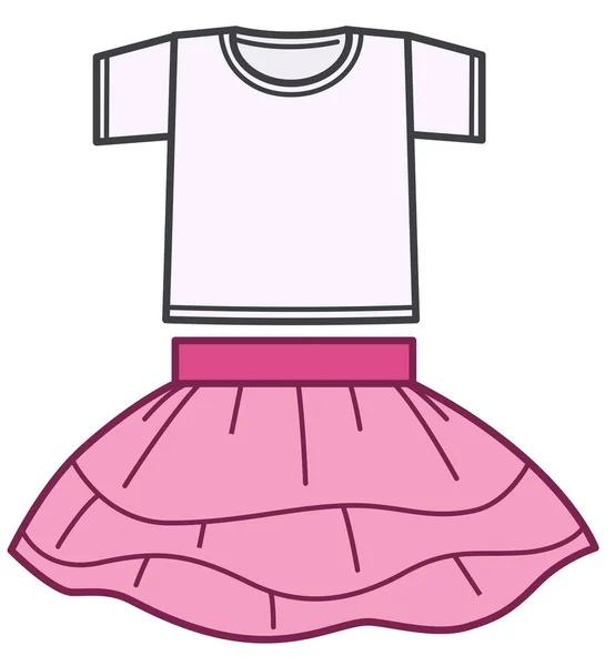 Ropa Para Niños Conjunto Vestuario Aislado Camisa Superior Falda Ropa — Vector de stock