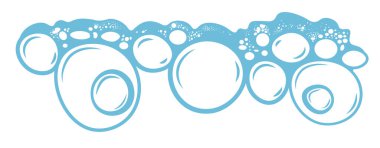 Sabun köpüklü sabun köpüğü ve kopyalama alanı ile izole edilmiş pankart. Kozmetik veya deterjan ile yapılan köpüklü su ikonu. Banyo ya da çamaşır. Şampuan ya da tıraş köpüklü mavi krem. Düz biçimli vektör