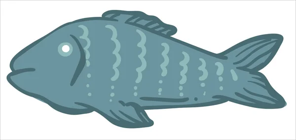 Menu Makanan Laut Ikon Ikan Segar Yang Terisolasi Dengan Sirip - Stok Vektor