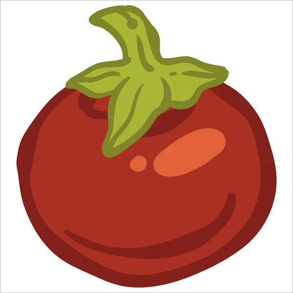 Makanan Dan Nutrisi Yang Sehat Ikon Tomat Merah Matang Yang - Stok Vektor