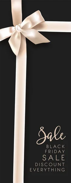 Продаж Знижки Чорну Ятницю Елегантний Білий Стрічковий Лук Каліграфічний Текст — стоковий вектор