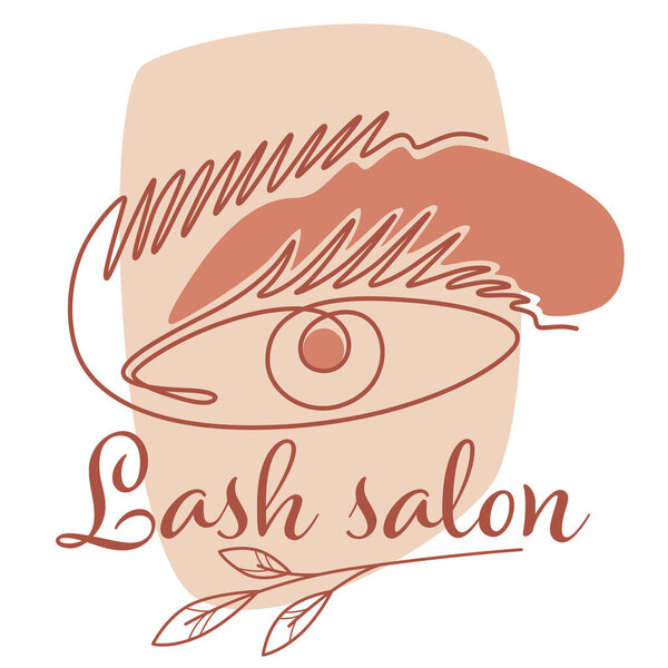 Eyelashes extension or correction, isolated label or logotype of eye with decorative foliage. Studio or salon for female clients. Cosmetics and makeup, professional lashmaker. Vector in flat style