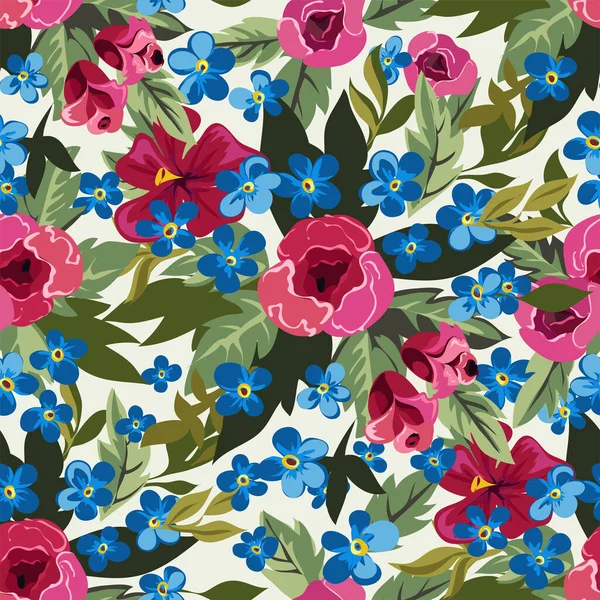 Pfingstrosen Voller Blüte Sommerblumen Rot Und Blau Tapete Oder Hintergrund — Stockvektor