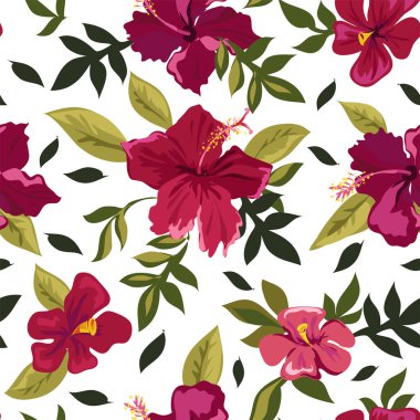 Çiçekli yaz çiçekleri, kusursuz kırmızı zambaklar ve yeşil yapraklar. Bir buket bitki. Çiçekçi dükkanı geçmişi ya da duvar kağıdı, tekstil süslemeleri dekoratif giysiler. Düz biçimli vektör