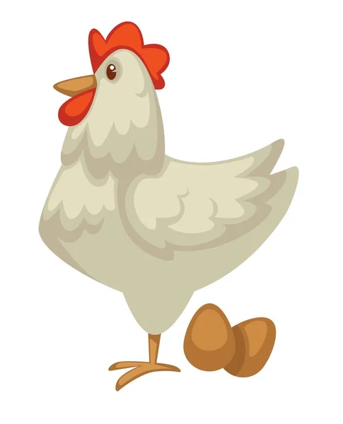 Gårdskyckling Höna Och Ägg Mejeriprodukter Och Fjäderfäkött Vektor Ekologisk Livsmedelsföretag — Stock vektor