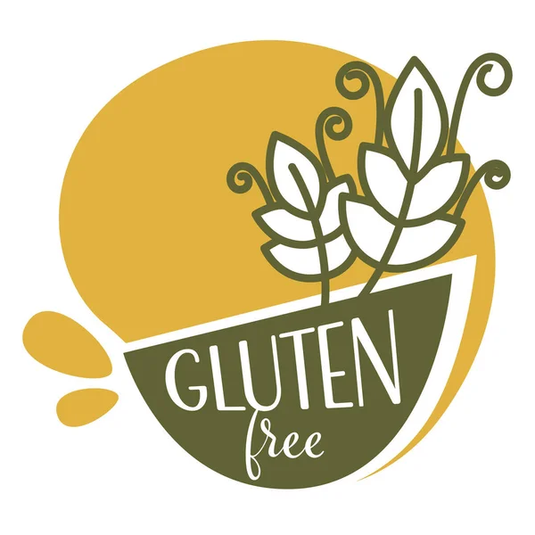 Produk Tanpa Gluten Label Atau Lambang Dengan Gandum Spikelet Lencana - Stok Vektor