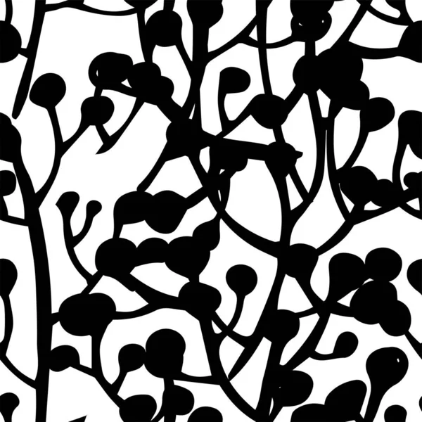Цветущие Цветы Листья Бесшовный Узор Силуэт Тропической Экзотической Флоры Декоративный — стоковый вектор