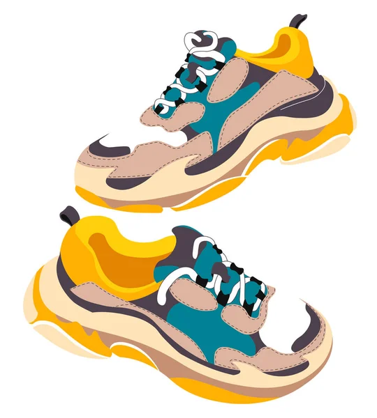 Spor Yapmak Antrenman Yapmak Için Şık Spor Ayakkabıları Renkli Ayakkabı — Stok Vektör
