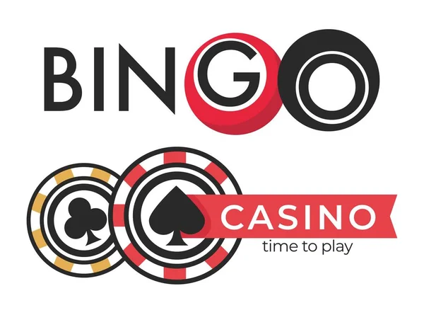 Glücksspiel Casino Isolierte Symbole Poker Und Bingo Spiele Chips Und — Stockvektor