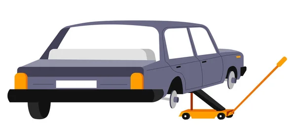 Tamirat Araba Bakımı Izole Edilmiş Bir Araba Lastik Değiştirmek Için — Stok Vektör