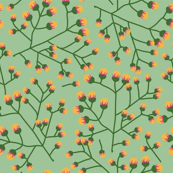 Bloemen Bloei Groene Achtergrond Voor Kaart Cadeauverpakking Bloemenprint Voor Kleding — Stockvector