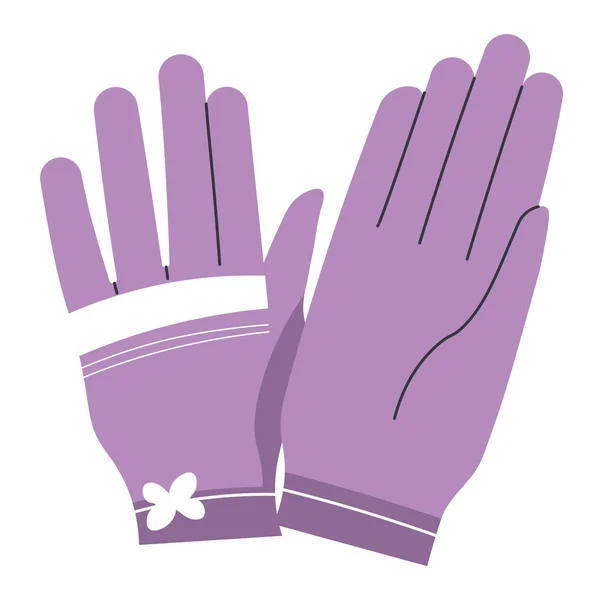 Одежда Аксессуары Женщин Изолированная Икона Фиолетовых Теплых Перчаток Декоративным Цветочным — стоковый вектор
