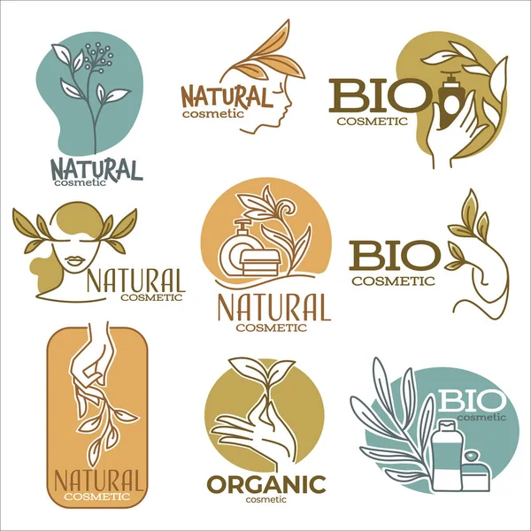 Bio Natural Organic Products Skin Care Hair Treatment Repair Isolated — Stock Vector