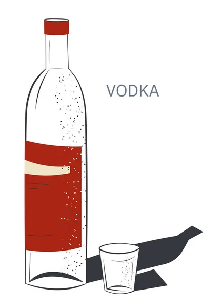 Vodka Russa Garrafa Com Rótulo Vidro Tiro Álcool Tradicional Rússia — Vetor de Stock