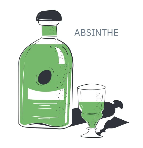 Alcoholische Drank Met Een Hoog Alcoholgehalte Geïsoleerde Icoon Van Absinthe — Stockvector