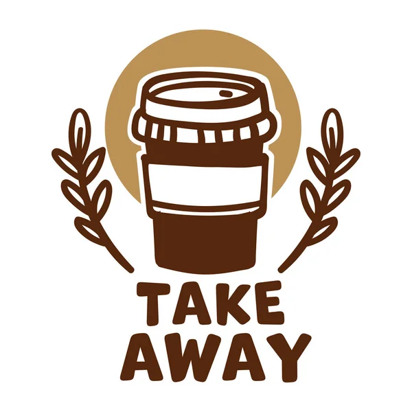 Kaffeehaus Bietet Take Away Option Für Kunden Isolierte Etikett Mit — Stockvektor
