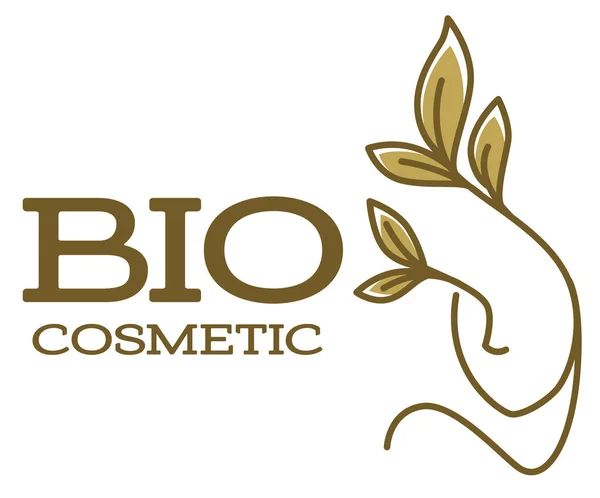 Přírodní Organická Kosmetika Pro Ženy Izolovaná Ikona Nebo Štítek Květinovou — Stockový vektor