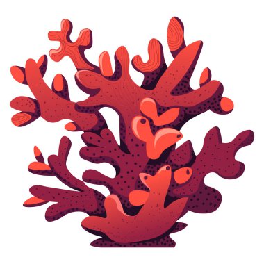 Akvaryum ya da su altı, yosun mercanlarının izole edilmiş simgesi. Deniz ya da okyanus bitkileri, botanik ve deniz altı canlıları. Şnorkelleme ya da tüplü dalış denizcilik ve deniz ortamı. Düz biçimli vektör