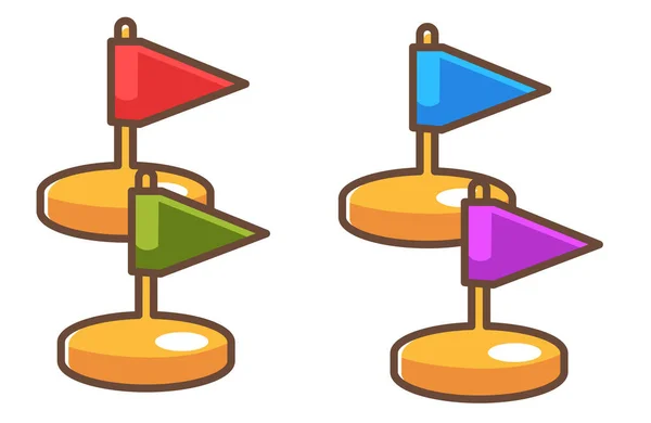 Elementi Giochi Tavolo Icone Isolate Bandiere Plastica Utilizzate Come Pedine — Vettoriale Stock