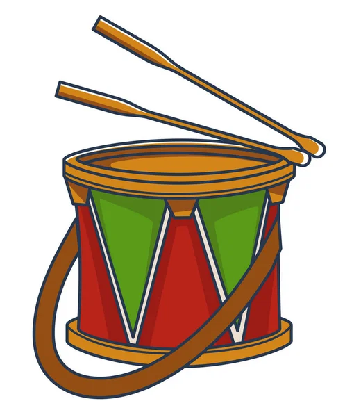 Tambor Para Niños Para Tocar Icono Aislado Instrumento Musical Con — Vector de stock