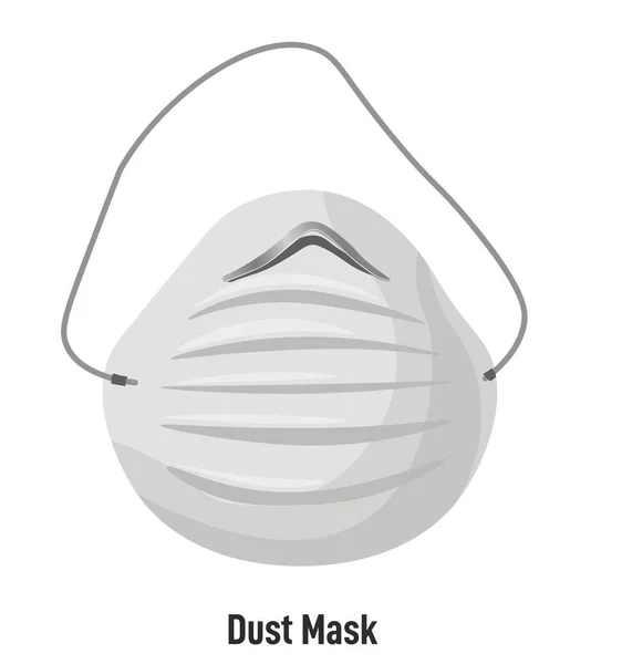 Maschera antipolvere con cinghie, misure di protezione di sicurezza — Vettoriale Stock