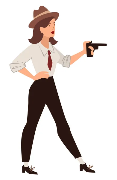 Prywatny detektyw lub mafia kobieta z bronią — Wektor stockowy