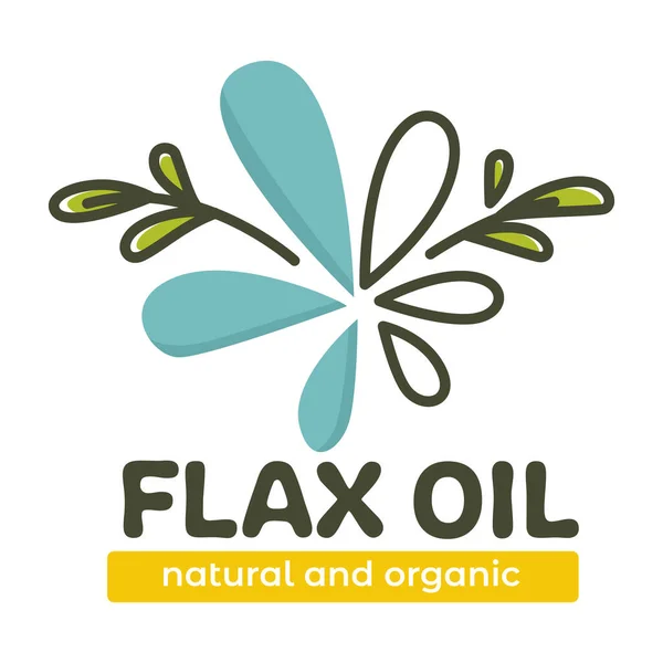 Olej lniany naturalny i organiczny produkt do jedzenia — Wektor stockowy