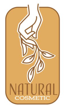 Doğal kozmetik ürünleri, çiçek vektörüyle el.