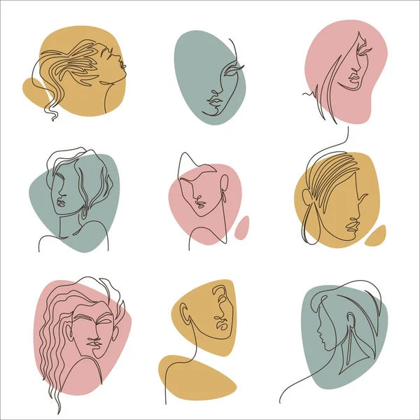 Élégant portrait de femmes, visages de dames vecteur — Image vectorielle