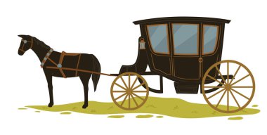 Equine transport in medieval city or town vector clipart