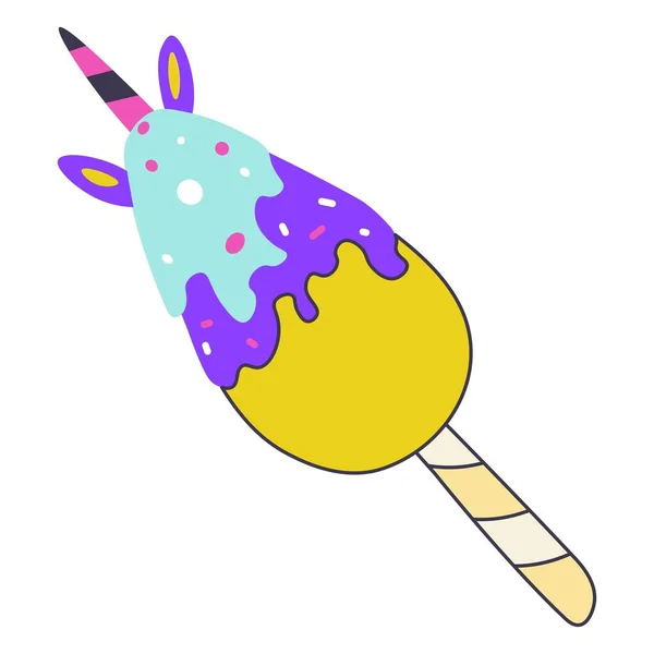 Glace colorée sous forme de licorne, vecteur — Image vectorielle