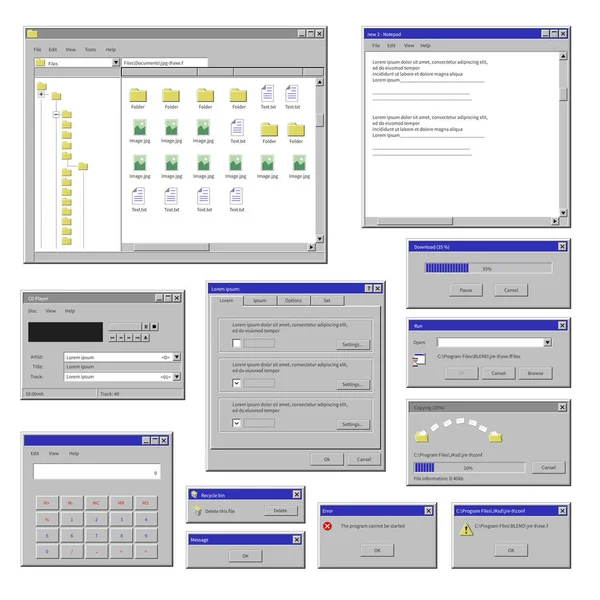 Windows na tela do computador, informações sobre o vetor monitor — Vetor de Stock
