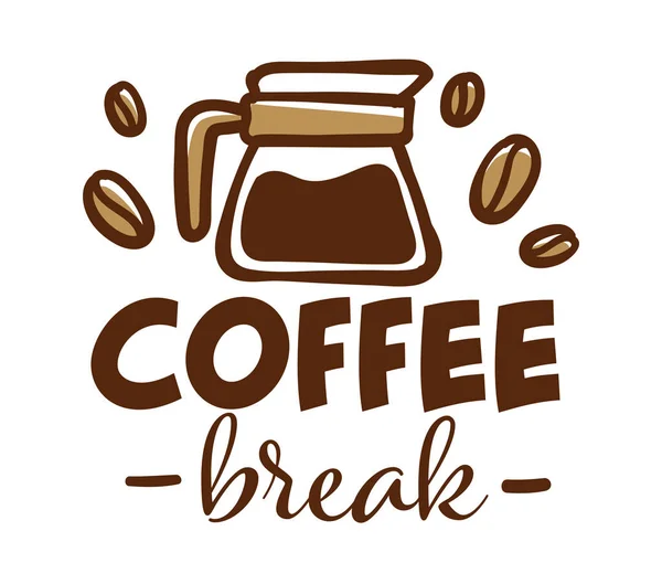 Kaffeepause, Geschäft mit dem Emblem der warmen Getränke — Stockvektor