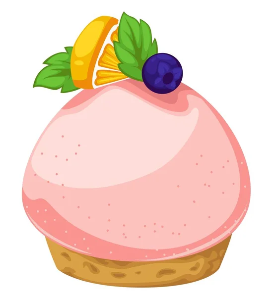 甜布丁，柠檬和浆果，甜点咖啡店 — 图库矢量图片
