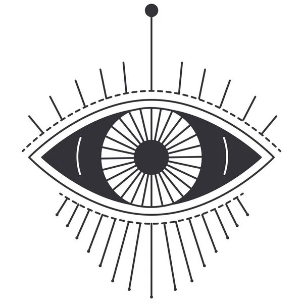 Brujería y signo mágico, símbolo de mampostería ocular — Vector de stock