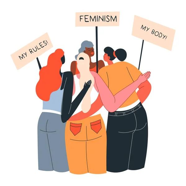 페미니즘과 여성주의 운동, 자유와 권리 — 스톡 벡터