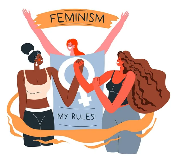 Femminismo il mio corpo le mie regole empowerment movimento — Vettoriale Stock