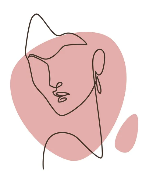 Retrato de mulher minimalista linha contínua imagem — Vetor de Stock