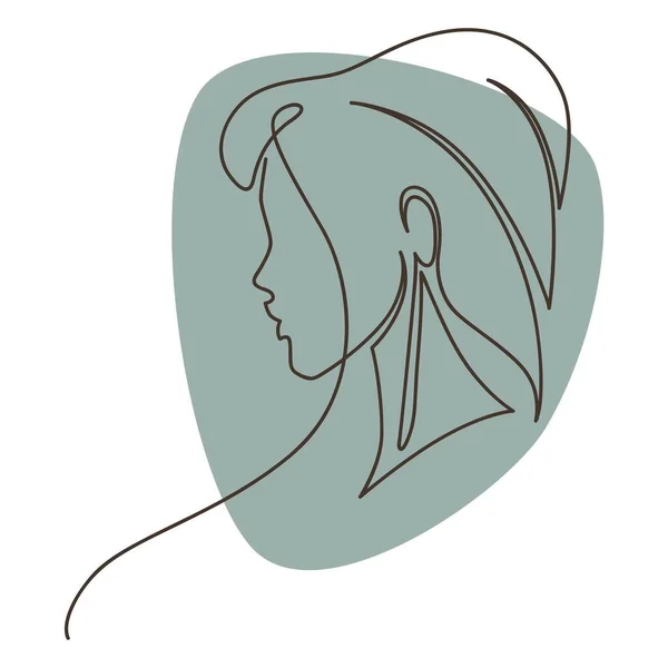 Retrato mujer elegante línea minimalista continua — Vector de stock