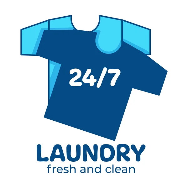 Servicio de lavandería, fresco y limpio 24 7 todos los días — Vector de stock