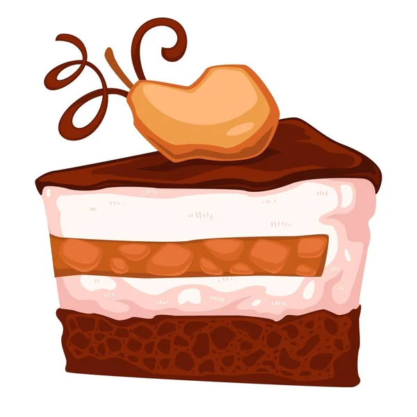用梨子烤蛋糕，用巧克力烤咖啡派 — 图库矢量图片