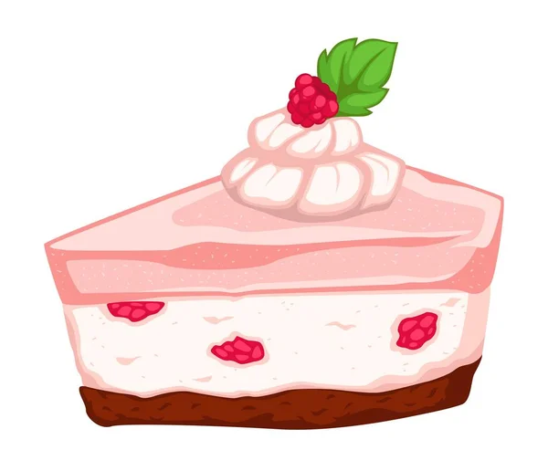 Tort gustos de desert cu zmeură și mousse top — Vector de stoc